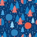Merry Christmas and Happy New Year seamless pattern in Scandinavian style. Vector trendy abstract background of holiday with Royalty Free Stock Photo