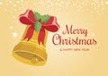 Merry Christmas and Happy New Year Sign with golden bell vector Royalty Free Stock Photo