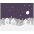 Merry Christmas and Happy New Year. A small winter city. Paper art in digital style. Vector illustration Royalty Free Stock Photo