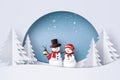 Merry Christmas and Happy New Year with snow man i Royalty Free Stock Photo