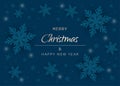 Merry christmas and happy new year snowflakes on blue background. Greeting card, invitation, flyer vector Royalty Free Stock Photo
