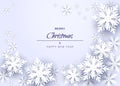 Merry christmas and happy new year snowflakes on blue background. Greeting card, invitation, flyer vector Royalty Free Stock Photo