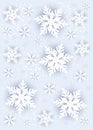 Merry christmas and happy new year snowflakes on blue background. Greeting card, invitation, flyer vector vertical view Royalty Free Stock Photo