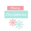 Merry Christmas and Happy New Year soft realistic soft pink and blue greeting card with snowflake