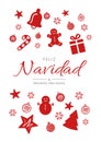 Merry Christmas and Happy New Year in Spanish (Feliz Navidad). Card template Royalty Free Stock Photo