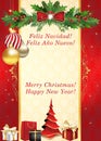 Merry Christmas and Happy New Year - Spanish greeting card Royalty Free Stock Photo