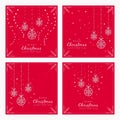 Merry Christmas and Happy New Year Template on Red Background Royalty Free Stock Photo