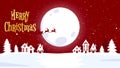 Merry Christmas and happy new year text animation with christmas decoration on red background and snow Loop