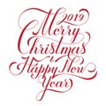 Merry Christmas and Happy New Year. Text. Calligraphic Lettering design card template. Creative typography for Holiday Royalty Free Stock Photo