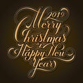 Merry Christmas and Happy New Year. Text. Calligraphic Lettering design card template. Creative typography for Holiday Royalty Free Stock Photo