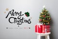 MERRY CHRISTMAS and HAPPY NEW YEAR 2017 text on the wall Royalty Free Stock Photo