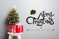 MERRY CHRISTMAS and HAPPY NEW YEAR 2017 text on the wall Royalty Free Stock Photo