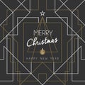 Merry christmas happy new year tree art deco line Royalty Free Stock Photo