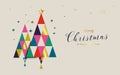 Merry Christmas and Happy New Year. Christmas tree and geometric shapes. Scandinavian vintage-style design. Vector illustration