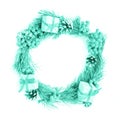 Merry Christmas and Happy new year. Trendy green and turquose color