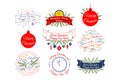 Merry Christmas. Happy New Year. Typographic badges collection