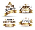 Merry Christmas and Happy New Year typographic gold collection,