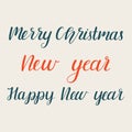 Merry Christmas and Happy New Year typography collection. Vector vintage illustration Royalty Free Stock Photo