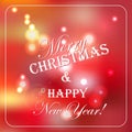 Merry Christmas and Happy New Year typography and red background