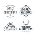 Merry Christmas and Happy New Year typography set. Vector vintage illustration. Royalty Free Stock Photo