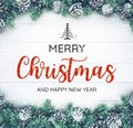 MERRY CHRISTMAS AND HAPPY NEW YEAR typography,text with christmas ornament