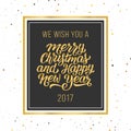 Merry Christmas and Happy New Year vector card Royalty Free Stock Photo