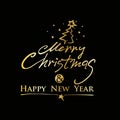 Merry Christmas & Happy New Year. Hand drawn inscription, calligraphic design. Royalty Free Stock Photo