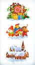 Merry Christmas and Happy New Year 2017. Vector icon set Royalty Free Stock Photo