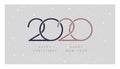 2020 Merry Christmas, Happy New Year vector illustration. Rose gold, dark blue, light grey