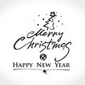 Merry Christmas & Happy New Year. Vector Text Background.