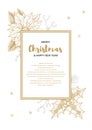 Merry Christmas and happy New Year vertical greeting card with floral elements. Hand drawn vector illustration Royalty Free Stock Photo