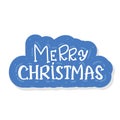 Merry Christmas And Happy New Year Vintage Background With Typography stiker blue on wite