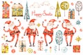 Merry christmas and new year watercolor selection