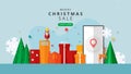 Merry christmas and happy new year.Winter online on website or mobile application sale banner template background Royalty Free Stock Photo