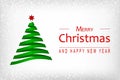 Merry Christmas and Happy New Year wishes with abstract Christmas tree and snowflakes on white background. Template for Royalty Free Stock Photo