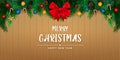 Merry Christmas and happy new year in Wooden wall background. Brochure design template, Card, Banner, vector illustration Royalty Free Stock Photo