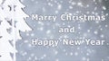 Merry Christmas Happy New Year words letters design white gray Wooden white