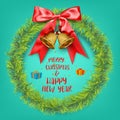 Merry Christmas and Happy New Year Wreath Background, vector illustration and design Royalty Free Stock Photo