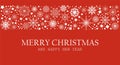 Merry Christmas and Happy New Year. Xmas background with Shining WHITE Snowflakes. Greeting card, holiday banner, web Royalty Free Stock Photo