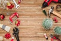 Merry Christmas and Happy New Years Handy Constrcution Tools background concept. Handy House Fix DIY handy tools with Christmas Royalty Free Stock Photo