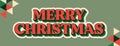 Merry Christmas holiday graphic design banner, retro vintage modern illustration, red green stripped geometric pattern, December