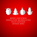 Merry Christmas holiday greeting design set in papercut, Santa C Royalty Free Stock Photo