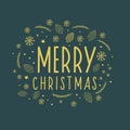 Merry Christmas. Holiday lettering with decorations. Vector flat illustration. New year design Royalty Free Stock Photo