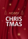 Merry Christmas holiday poster with lettering on red curtain. Vector theatrical scene for greeting. Holiday Christmas Royalty Free Stock Photo