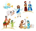 Merry Christmas holiday set of flying angel and Jesus Christ story Royalty Free Stock Photo