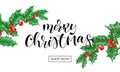 Merry Christmas holiday shop sale web banner background template of New Year fir or pine tree branch on white background. Vector C Royalty Free Stock Photo