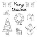 Merry Christmas Holiday Vector Illustration Hand Drawn Cartoon Art