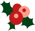 Merry Christmas Holly Berry Red Green Flat Art