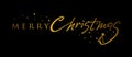 Merry Christmas Horizontal Banner. Vector Text Background. Golden Text On Black Background.