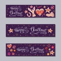 Merry Christmas horizontal banners set Royalty Free Stock Photo